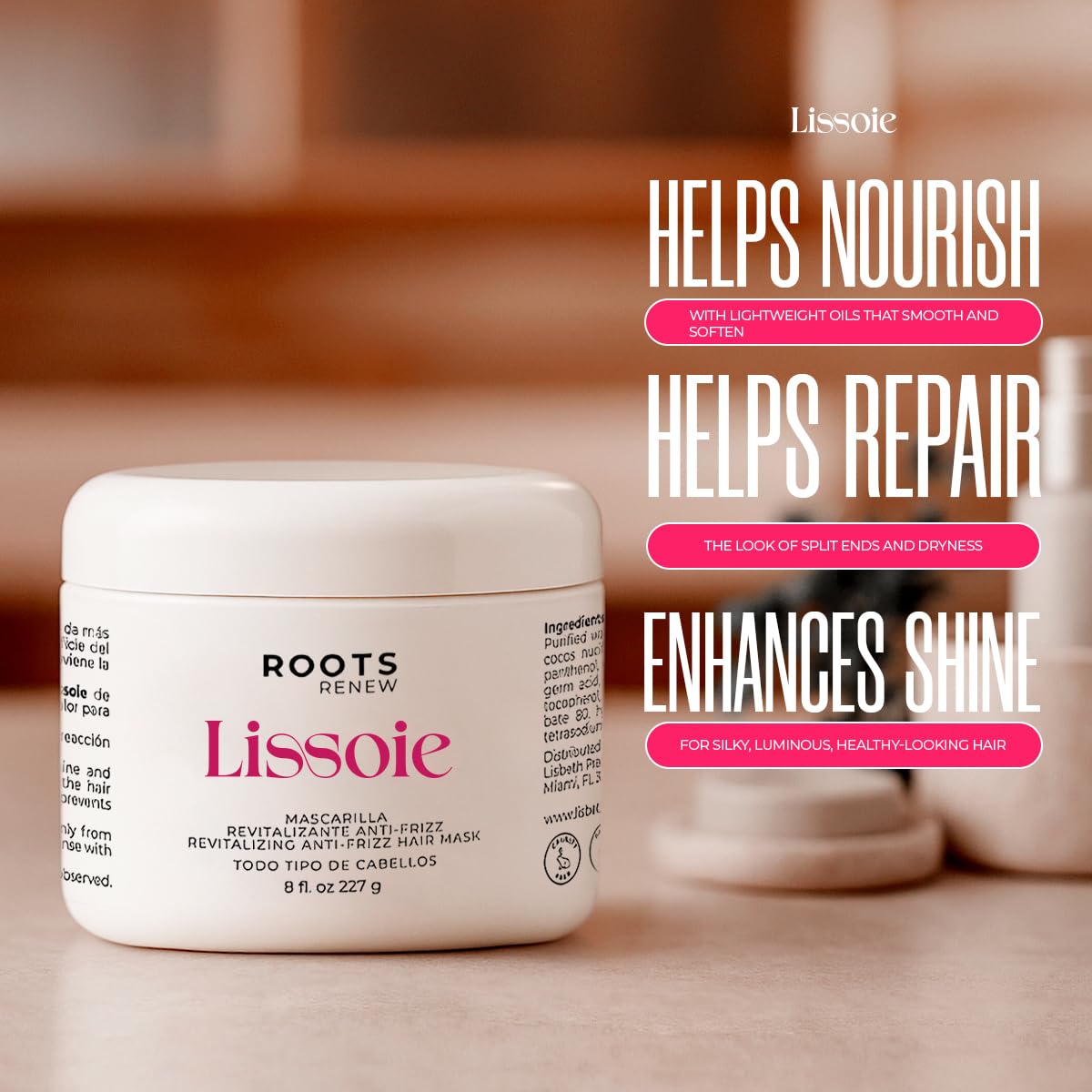 Application scene of fingers applying mask to hair, signaling 72-hour moisture.