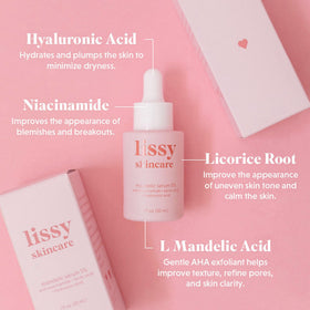 Lissy Mandelic Acid Serum Toner ingredients list mentions niacinamide and licorice