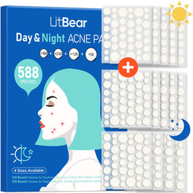 LitBear Acne Patches Day & Night packaging shown for all-day care