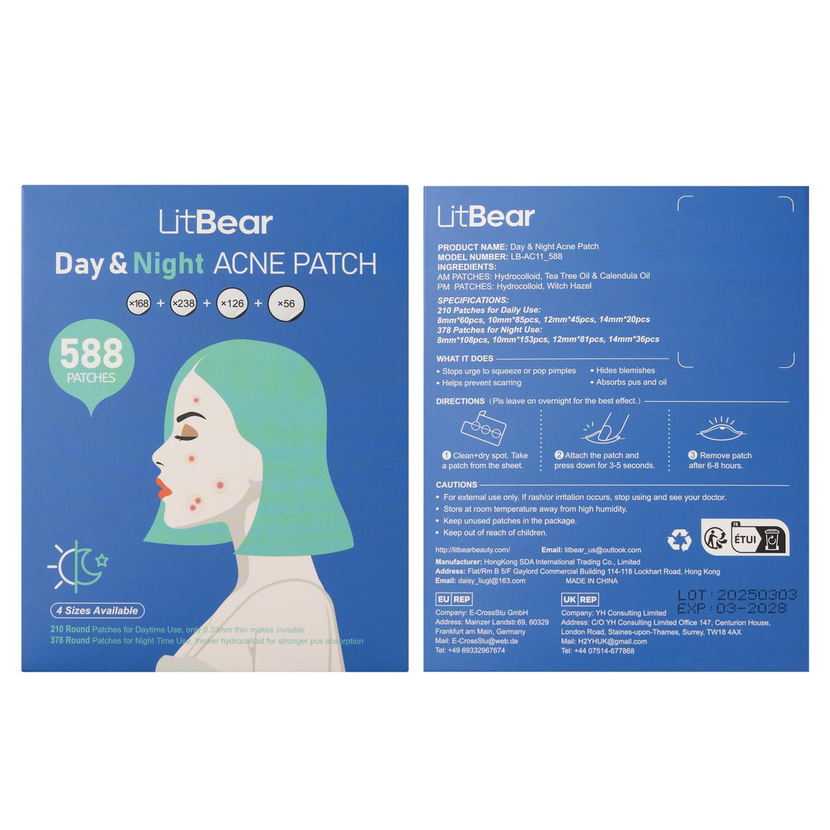 LitBear patches with witch hazel and tea tree soothe skin