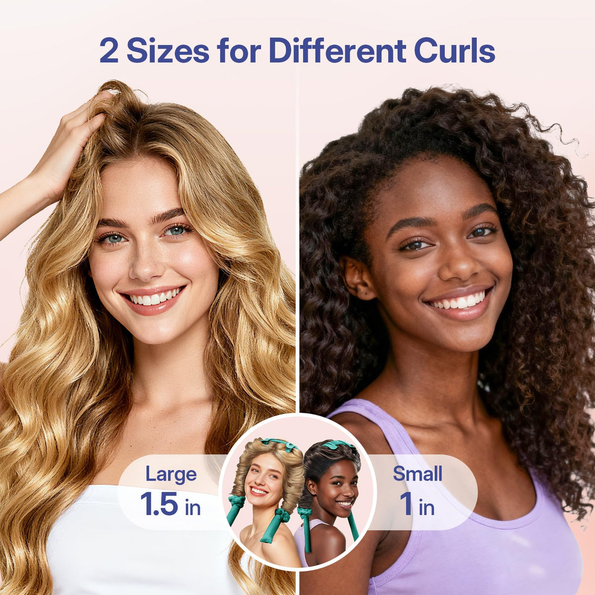 LitBear heatless curlers with 1-inch rod for medium to tight curls.