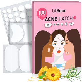 LitBear packaging with large acne patches showing the hydrocolloid design.