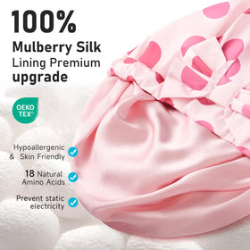 LitBear silk inner layer (22 momme Mulberry) minimizes friction and protects hair.