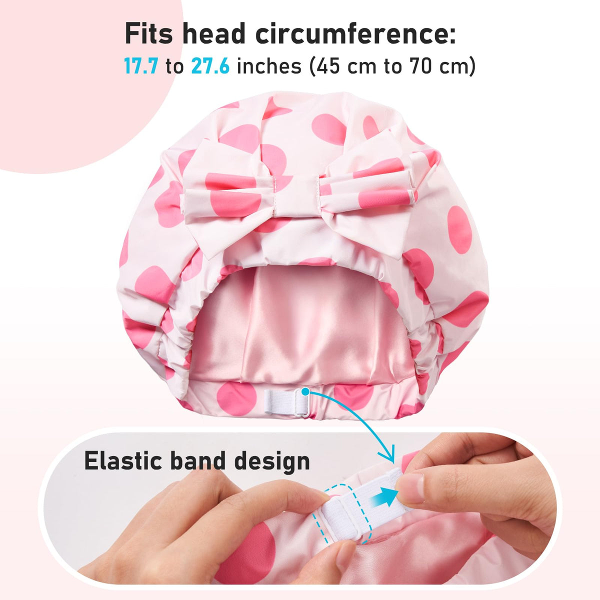 LitBear spacious cap accommodates thick, long, or curly hair without squeezing.
