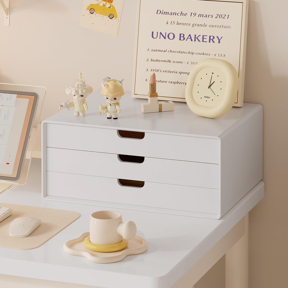 LitaEther desk organizer white matte finish adds a modern touch to any desk