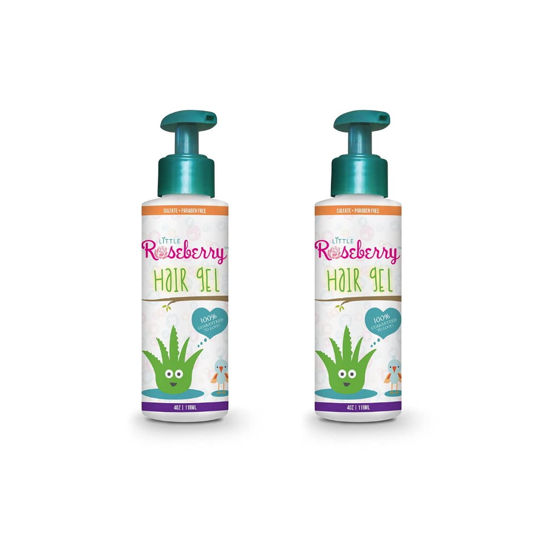 Little Roseberry 2-pack kids hair gel bottles for safe, flexible styling.