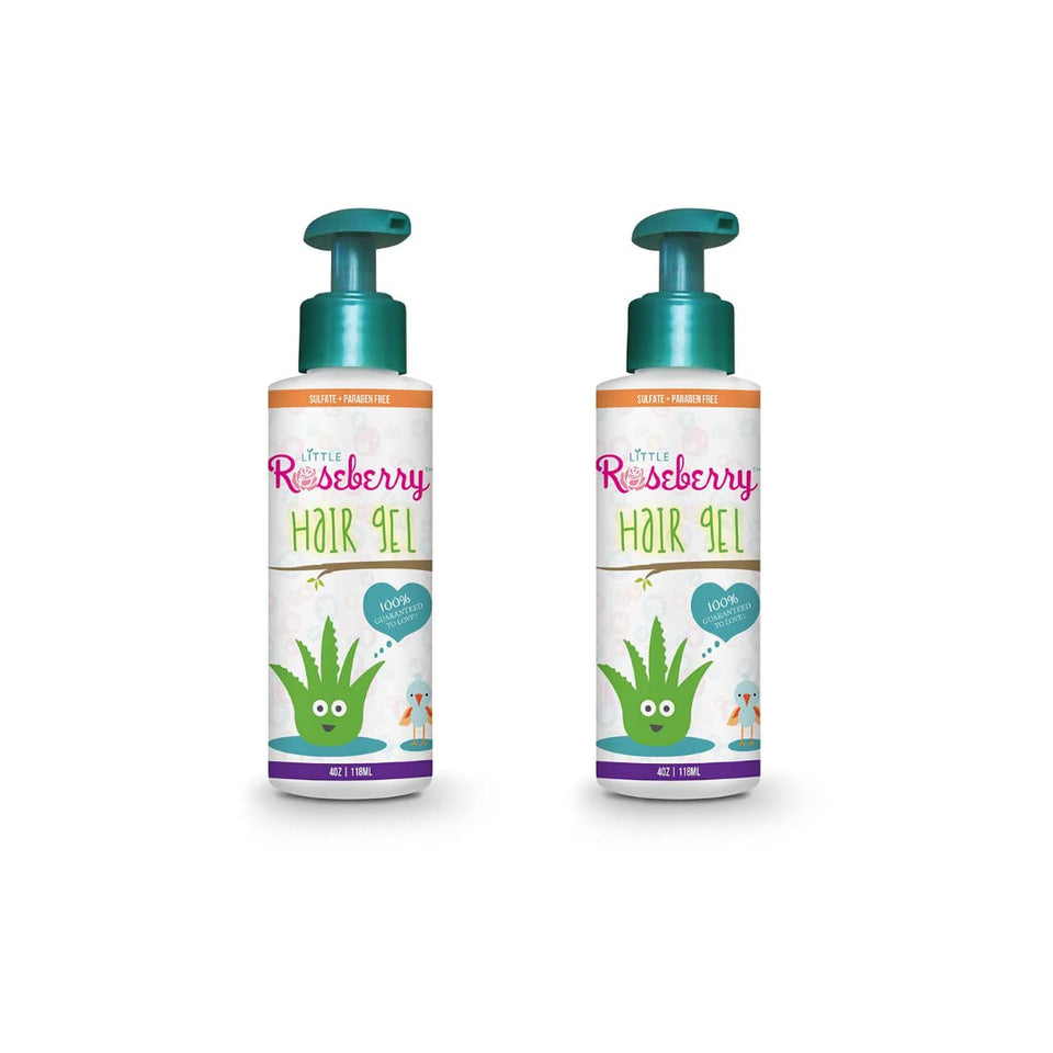 Little Roseberry 2-pack kids hair gel bottles for safe, flexible styling.