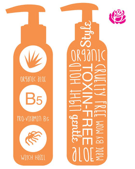 Little Roseberry aloe vera formula bottle showing natural nourishment for hair.
