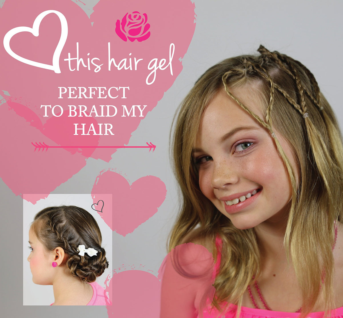 Little Roseberry sulfate-free gel bottle supports gentle styling.