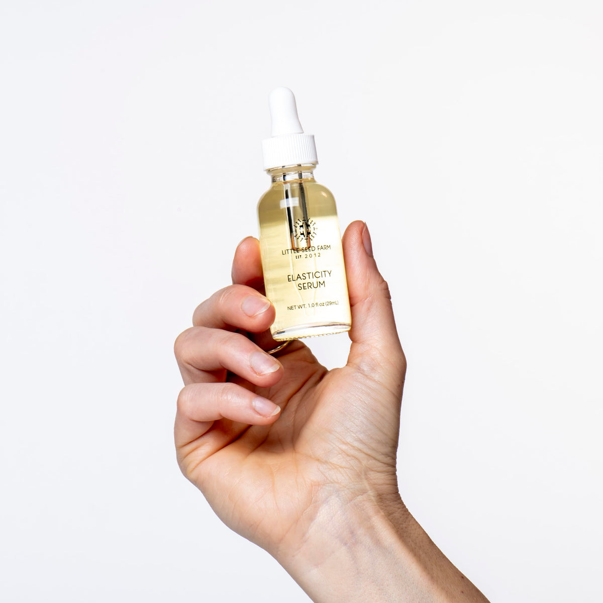 Little Seed Farm Elasticity Serum box and bottle reflect natural branding.