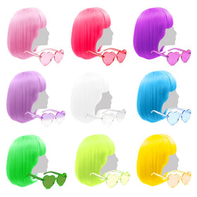 LIULIUBTY bubble gum pink bob wig with bangs, ideal for lively party looks