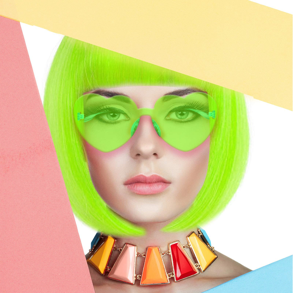 LIULIUBTY colorful neon wig multi-color style adds vibrant flair for events.