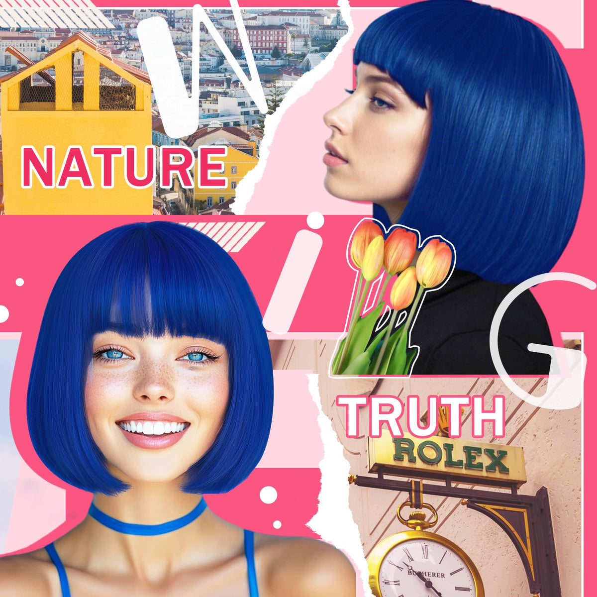 LIULIUBTY versatile cosplay and daily wear sapphire blue wig