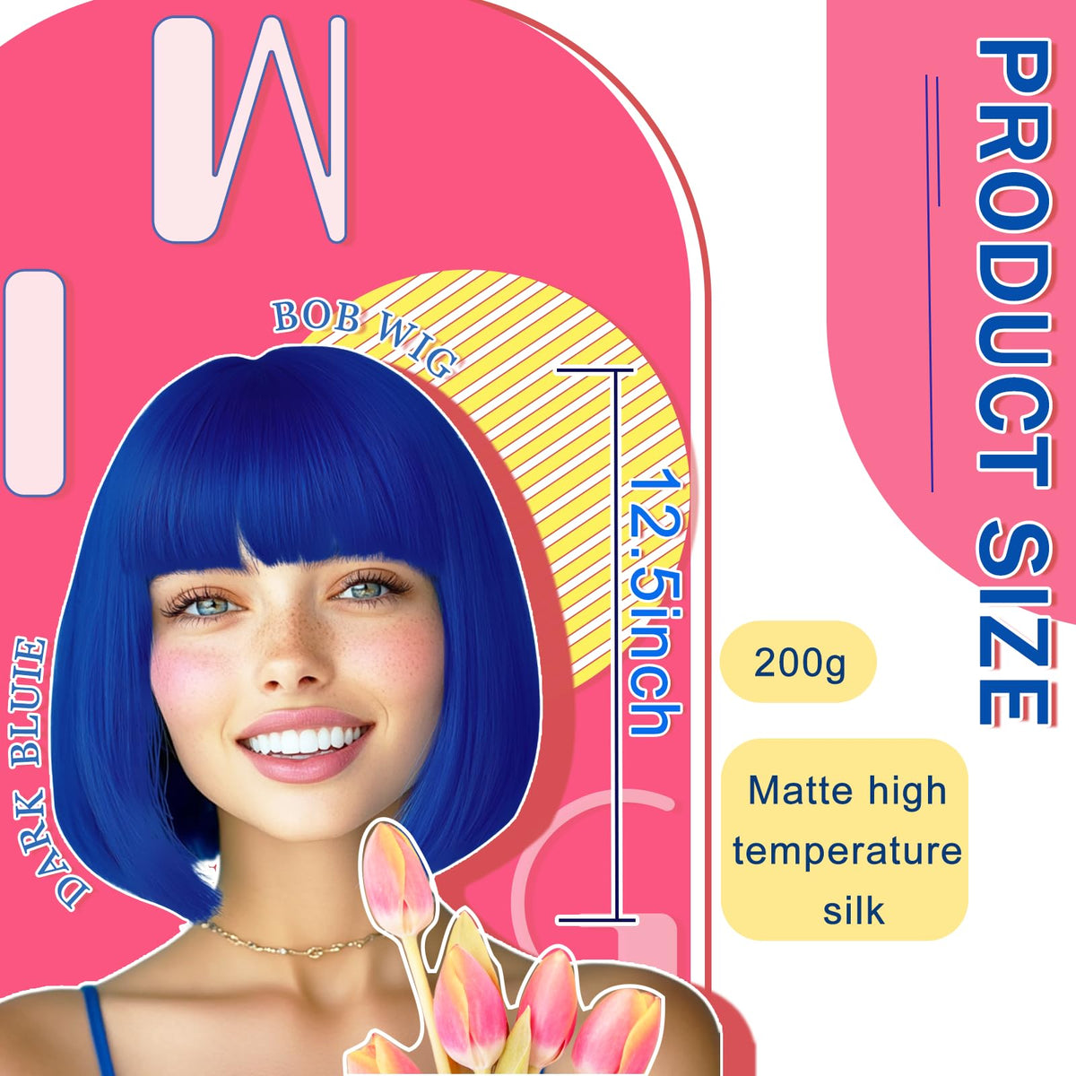 LIULIUBTY neon flat bangs wig for daily wear and events