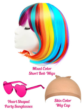 LIULIUBTY neon multi-color cosplay wig adds vibrant party-ready looks.
