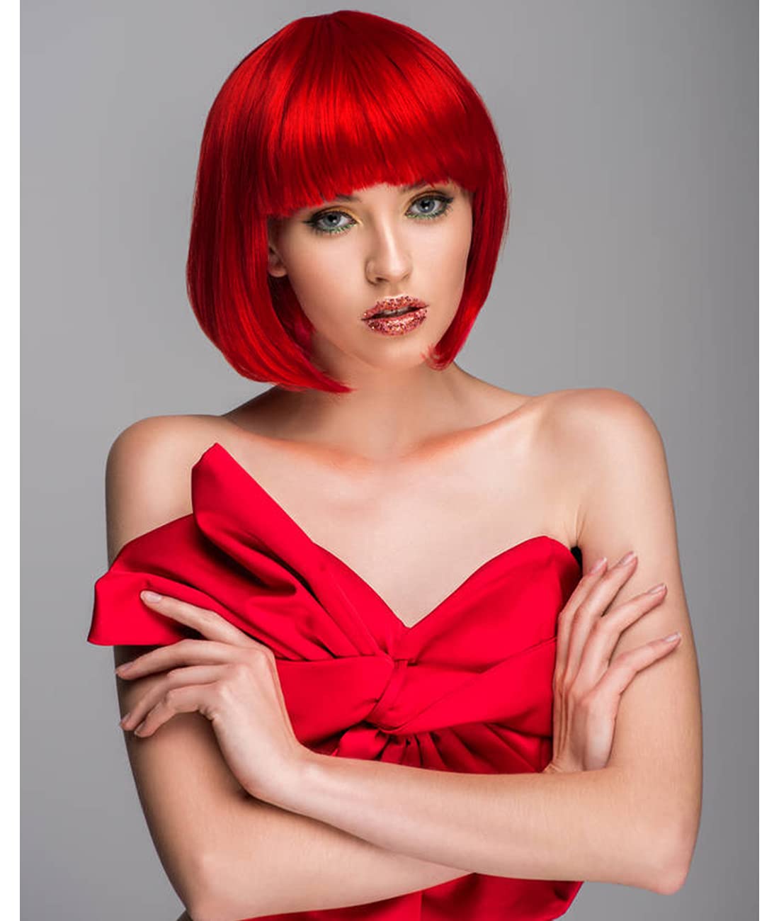 LIULIUBTY red wig with free wig cap and sunglasses included
