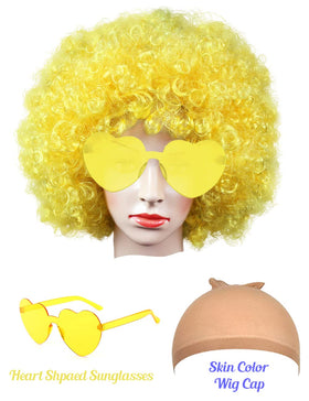 LIULIUBTY rimless heart-shaped sunglasses included with the wig set for coordinated looks.