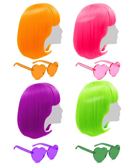 LIULIUBTY Short Bob Wig 4-Piece Set: neon cosplay ready.