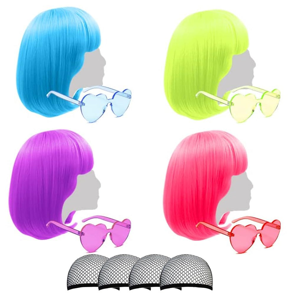 LIULIUBTY short bob wig with bangs in mixed colors for versatile cosplay looks