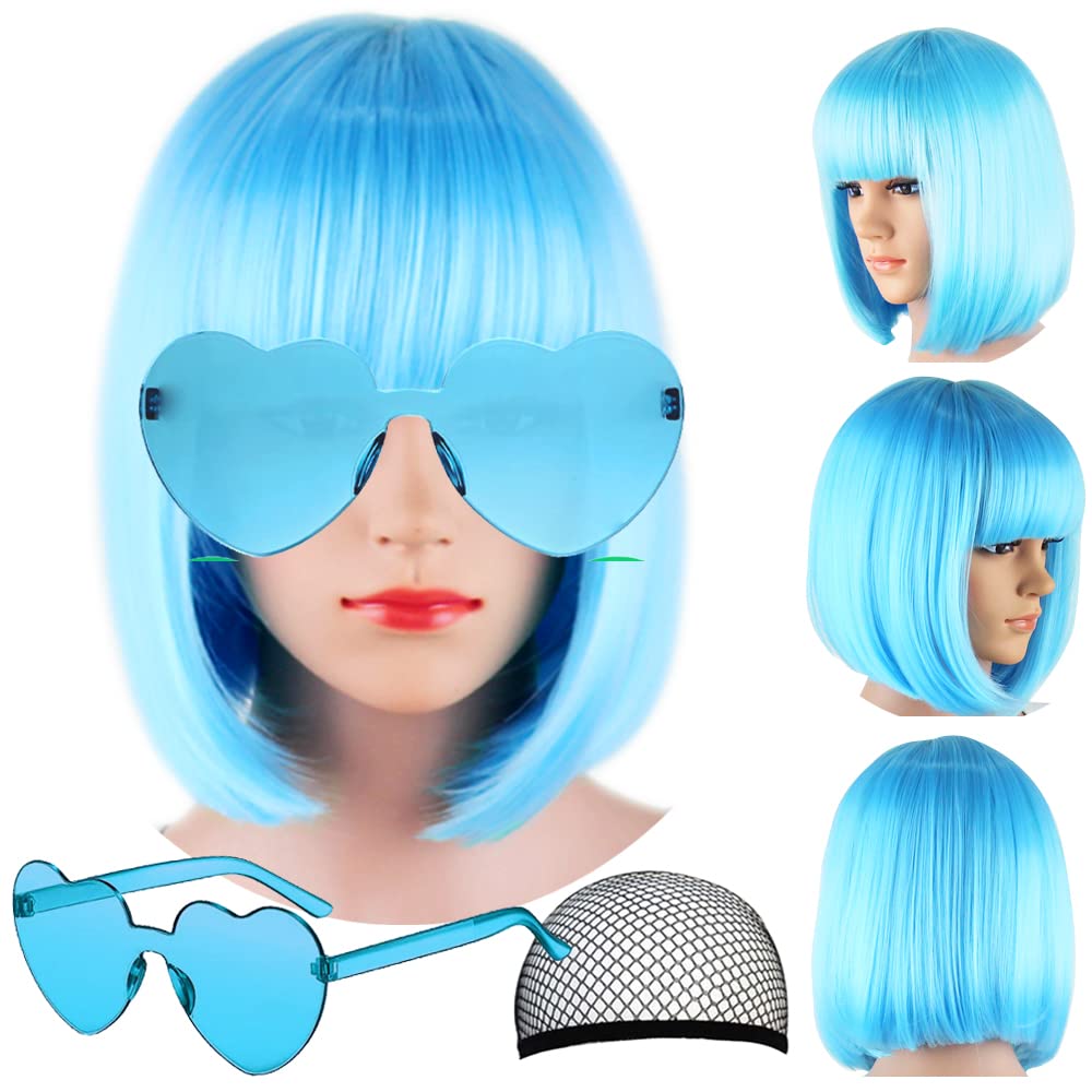 Liuliubty short bob wig with flat bangs for a natural daily look.