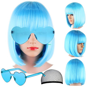 Liuliubty short bob wig with flat bangs for a natural daily look.