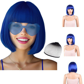 LIULIUBTY short bob wig in sapphire blue for bold cosplay looks