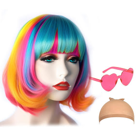 LIULIUBTY short bob wig with straight flat bangs for everyday natural style.