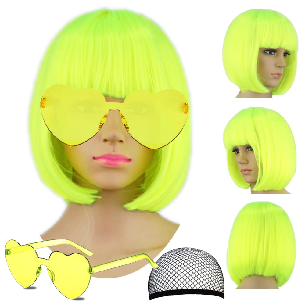 LIULIUBTY short bob wig with straight flat bangs for versatile daily or cosplay looks.
