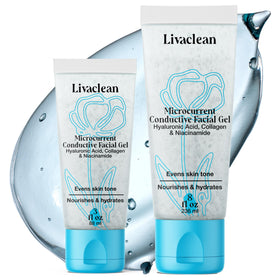 LivaClean conductive gel 8oz bottle provides smooth microcurrent conductivity and hydration.