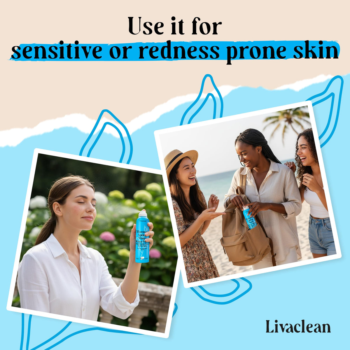 LivaClean label highlights fragrance-free, paraben-free formula for sensitive skin.