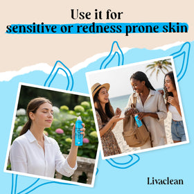 LivaClean label highlights fragrance-free, paraben-free formula for sensitive skin.