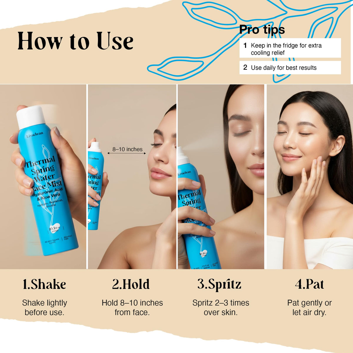 LivaClean hyaluronic acid illustration for intense hydration and plumpness.