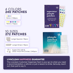 LivaClean hydrocolloid patches absorb impurities quickly to support clearer skin.