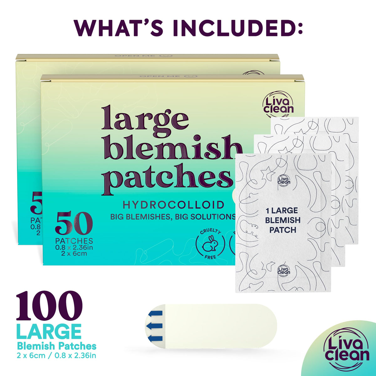 LivaClean LC 100 CT patches cut to fit for maskne prevention