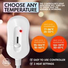 Elastic corner straps on the LivaClean warmer secure it during sessions