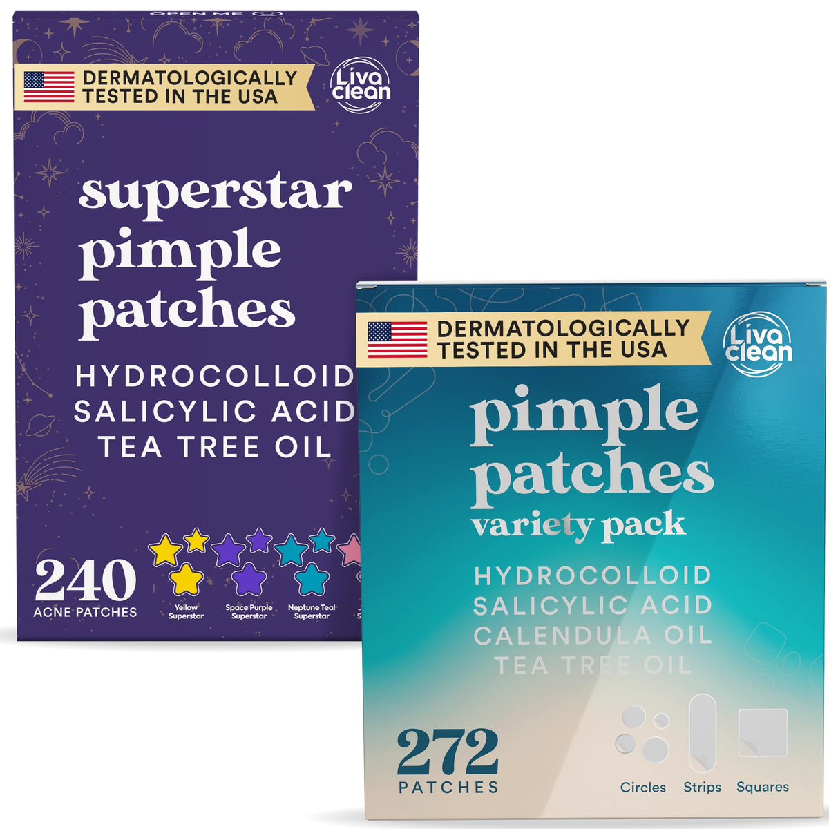 LivaClean star patches face collection for quick blemish protection and color options.