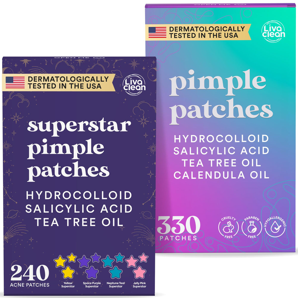 Livaclean Star Patch Yellow pack for discreet blemish care on the go.
