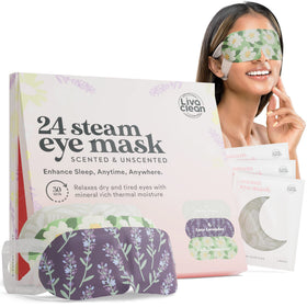 LivaClean steam eye mask in packaging for easy on-the-go relaxation.