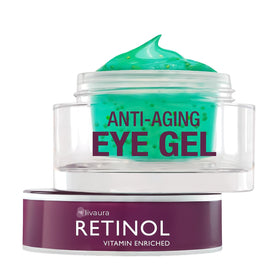 LIVAURA Retinol Eye Gel packaging close-up for easy eye-area use.