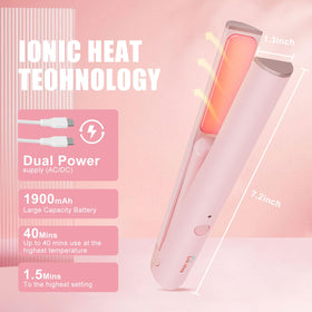 LIVAVIVA pink straightener with compact grip is ideal for travel touch-ups.