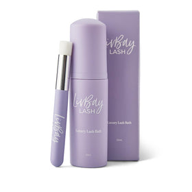 LIVBAY lash bath and brush combo packaging shown for salon use.