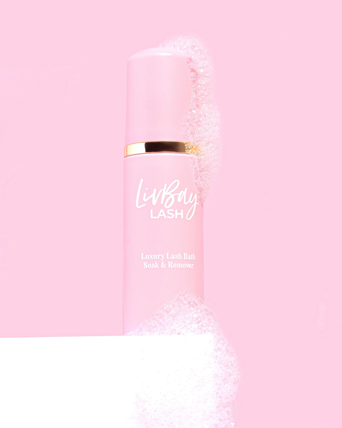 LIVBAY oil-free formula label highlights salon-friendly lash care.