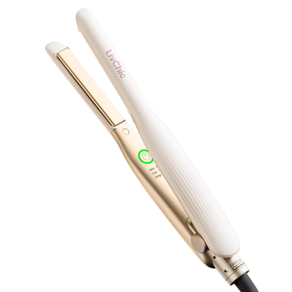 LivChic small flat iron edge close-up for precise root work