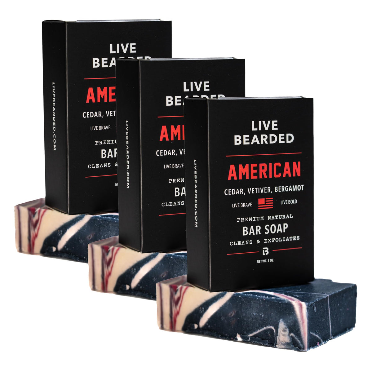 Live Bearded bar soap with charcoal and pumice for exfoliation.