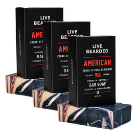 Live Bearded bar soap with charcoal and pumice for exfoliation.