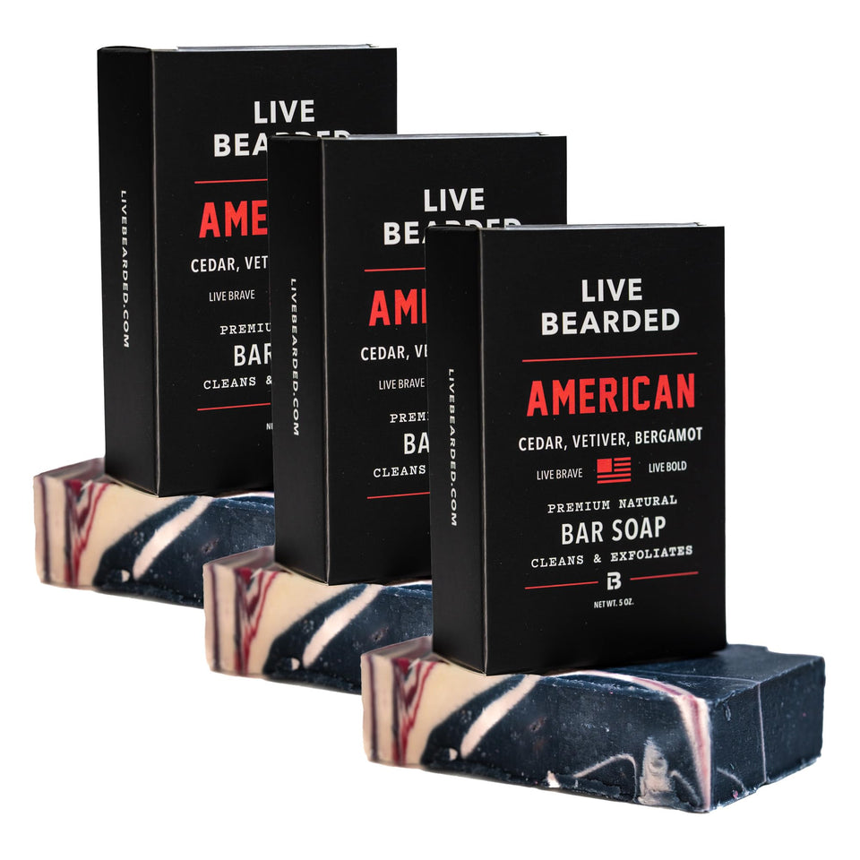 Live Bearded bar soap with charcoal and pumice for exfoliation.