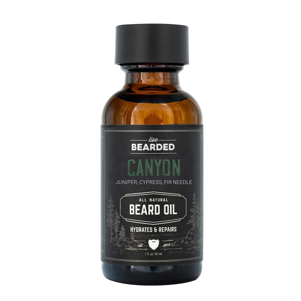 Live Bearded Canyon Scent Beard Oil bottle—hydrating beard and skin