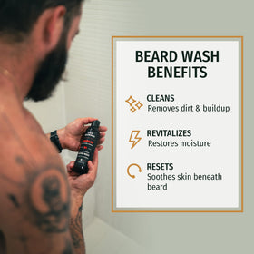 Live Bearded Beard Wash dispense pump in action, easy to use for daily cleansing.