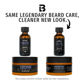 Live Bearded Executive beard butter tin for deep moisture and manageability.