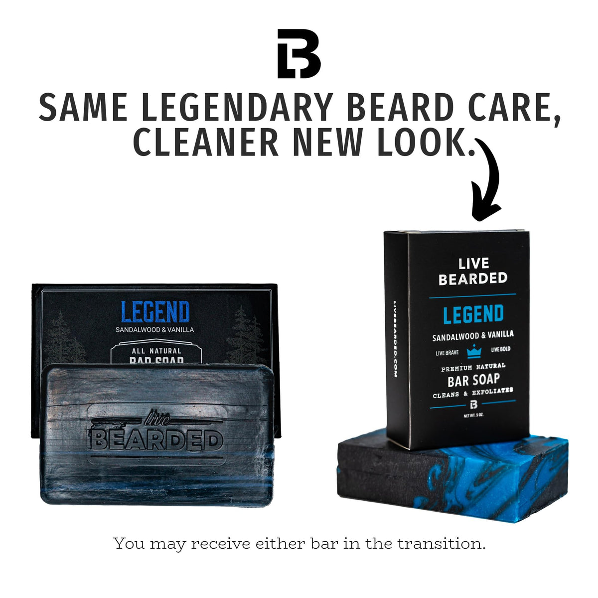 Live Bearded Legend pumice bar soap provides mineral scrubbing for refreshed skin.